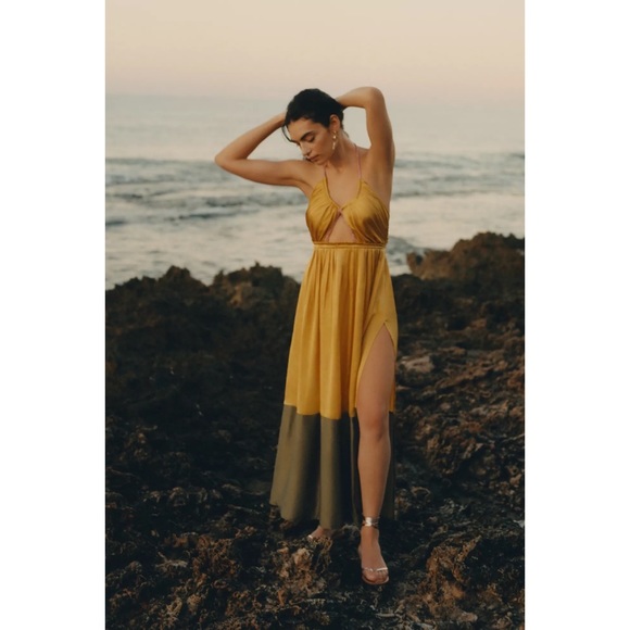 Anthropologie Silk Colorblocked Maxi Dress - Picture 4 of 12